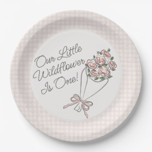 ピンクフラワーマーケットフレッシュフローラ誕生日パーティー ペーパープレート