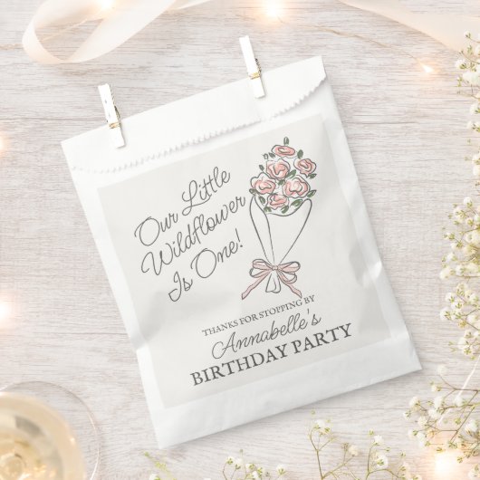ピンクフラワーマーケットフレッシュフローラ誕生日 フェイバーバッグ (クリップ留めされた状態)
