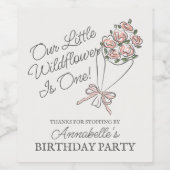 ピンクフラワーマーケットフレッシュフローラ誕生日 ワインラベル (シングルラベル)