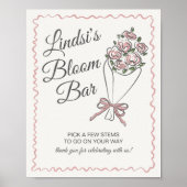 ピンクフラワーマーケットフレッシュフローラ開花バー標識 ポスター (正面)