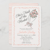 ピンクフラワーマーケットフローラブライダルシャワー招待 招待状 (正面/裏面)