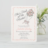 ピンクフラワーマーケットフローラブライダルシャワー招待 招待状 (スタンド正面)