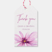 ピンクフラワーミニマリスト水彩有難う ギフトタグ (正面)