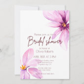 ピンクフラワーミニマルエレガントブライダルシャワー 招待状 (正面)