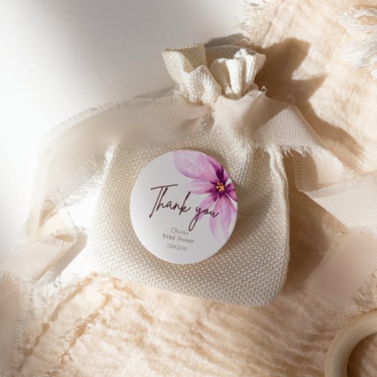 ピンクフラワーミニマルエレガントリスト ラウンドシール