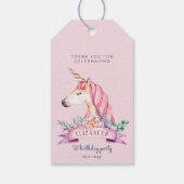 ピンクフラワーユニコーンガール誕生日プレゼント ギフトタグ (裏面)