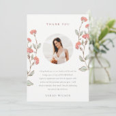 ピンクフラワーリース写真Any Age誕生日 サンキューカード (スタンド正面)