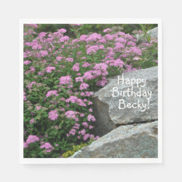 ピンクフラワーロックガーデン スタンダードランチョンナプキン