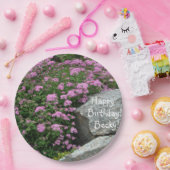 ピンクフラワーロックガーデン ペーパープレート (パーティー)