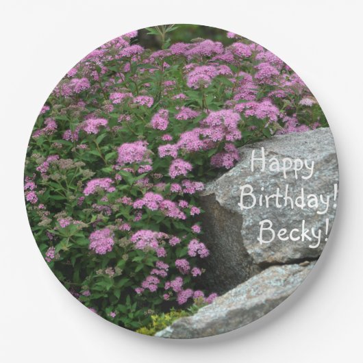 ピンクフラワーロックガーデン ペーパープレート (正面)