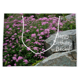 ピンクフラワーロックガーデン ラージペーパーバッグ