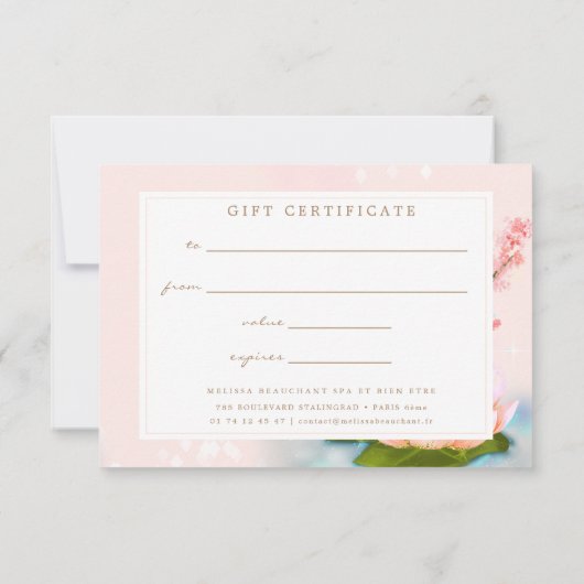 ピンクフラワーロータスヨガスパギフト券 招待状 (裏面)