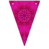 ピンクフラワーヴィンテージフラクタル万華鏡のように千変万化するパターン バンティングフラッグ (第2の旗)