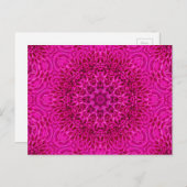 ピンクフラワーヴィンテージフラクタル万華鏡のように千変万化するパターン ポストカード (正面/裏面)