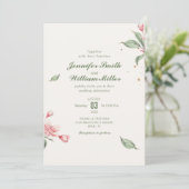 ピンクフラワーヴィンテージ結婚式 招待状 (スタンド正面)