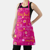 ピンクフラワー名前をカスタムするショートネームレイチェル エプロン (インサイチュ)