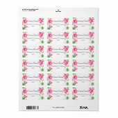 ピンクフラワー差出人住所ラベル ラベル (フルシート)