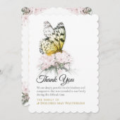 ピンクフラワー悔やみや弔慰サンキューカード 招待状 (正面/裏面)