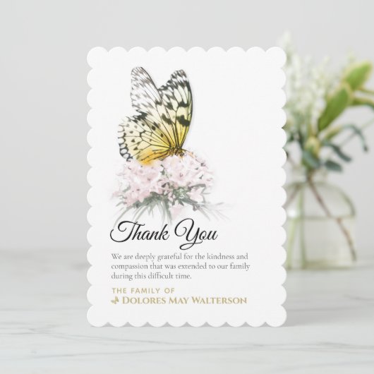 ピンクフラワー悔やみや弔慰サンキューカード 招待状 (スタンド正面)