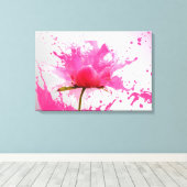 ピンクフラワー抽象芸術絵を描（ばちゃばちゃ）跳ねる キャンバスプリント (インサイチュ (ウッドフロア))