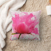 ピンクフラワー抽象芸術絵を描(ばちゃばちゃ)跳ねる クッション (ブランケット)
