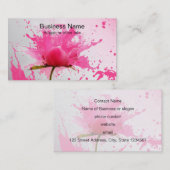 ピンクフラワー抽象芸術絵を描（ばちゃばちゃ）跳ねる 名刺 (正面/裏面)