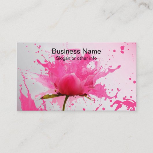 ピンクフラワー抽象芸術絵を描（ばちゃばちゃ）跳ねる 名刺 (正面)