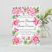 ピンクフラワー招待状 招待状 (スタンド正面)