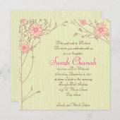 ピンクフラワー招待状 招待状 (正面/裏面)