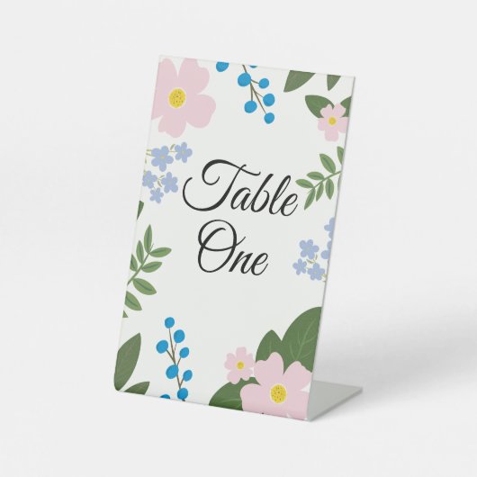 ピンクフラワー結婚ズの卓上シンボルや象徴 台座サイン (正面)