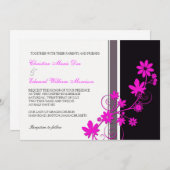 ピンクフラワー結婚式招待状 招待状 (正面/裏面)