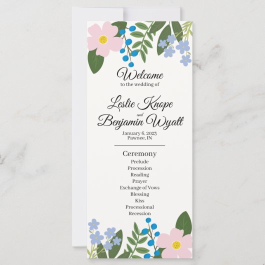 ピンクフラワー結婚式 プログラム (正面)