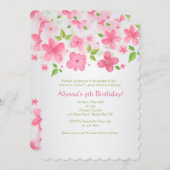 ピンクフラワー縁ど招待状 招待状 (正面/裏面)