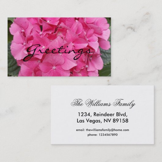 ピンクフラワー花の写真自然 名刺 (正面/裏面)