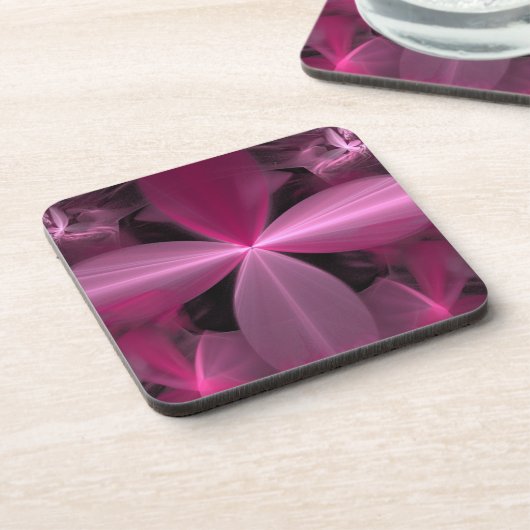 ピンクフラワー花びら抽象芸術 コースター (左側)
