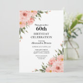 ピンクフラワー60誕生日写真パーティー 招待状 (スタンド正面)