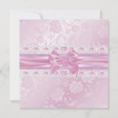 ピンクフラワー&ボウスウィート16招待状 招待状 (正面)