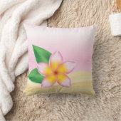 ピンクフランギパニトロピカルフラワービーチテーマ クッション (ブランケット)