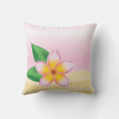 ピンクフランギパニトロピカルフラワービーチテーマ クッション (裏面)