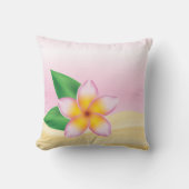ピンクフランギパニトロピカルフラワービーチテーマ クッション (正面)