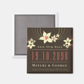 ピンクフランギパニビーチ結婚式日付磁石を保存 マグネット (正面/裏面)