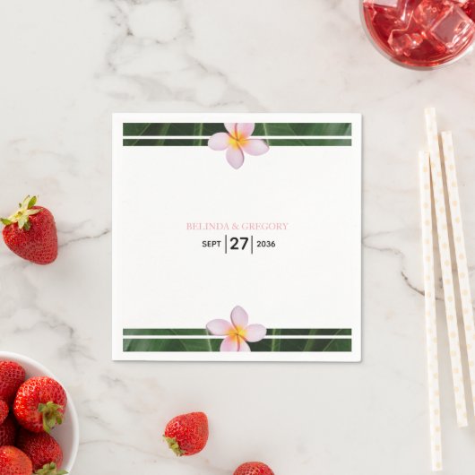 ピンクフランギパニプルメリア結婚ズ スタンダードカクテルナプキン (インサイチュ)