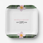 ピンクフランギパニプルメリア結婚ズ ペーパープレート (正面)