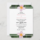 ピンクフランギパニプルメリア結婚式招待状 招待状 (正面)