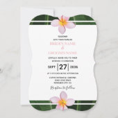 ピンクフランギパニプルメリア結婚式招待状 招待状 (正面)