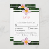 ピンクフランギパニプルメリア結婚式RSVPカード 出欠カード (正面/裏面)