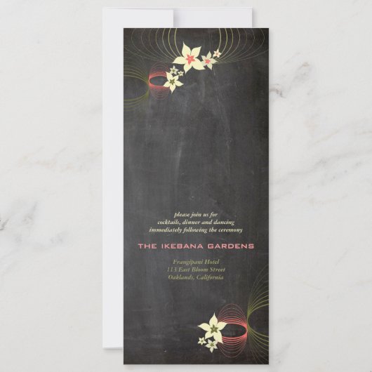 ピンクフランジパニフラワーシャルボードウェディングアグッズ 招待状 (裏面)