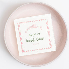 ピンクフランスのとグリーンのカラフルブライダルシャワー スタンダードカクテルナプキン