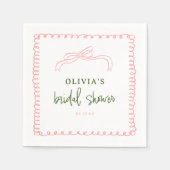 ピンクフランスのとグリーンのカラフルブライダルシャワー スタンダードカクテルナプキン (正面)