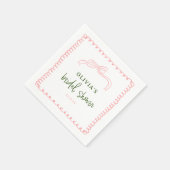 ピンクフランスのとグリーンのカラフルブライダルシャワー スタンダードカクテルナプキン (角)